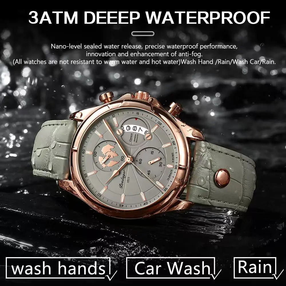 Luxury Original Man Watch Chronograph Date Waterproof Men Wristwatch Leather Quartz Business Sports Men's Watches Reloj — image 4