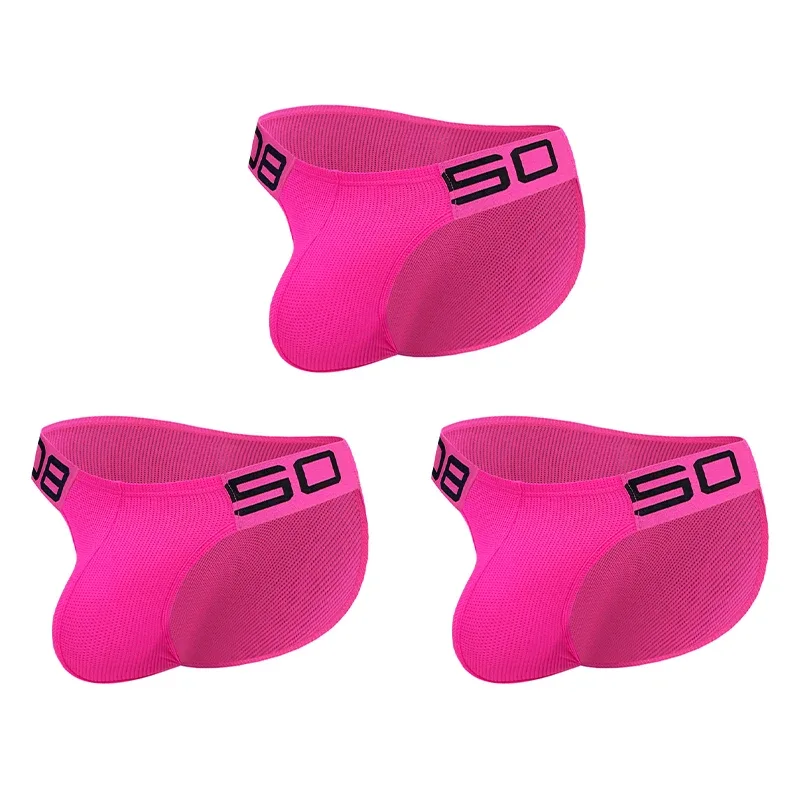 Panlalaking Nylon Blend Mesh Breathable Briefs Horn Splice Letter Embossed Malapad na Elastic Waistband Kulay Fluorescent Sexy Underwear