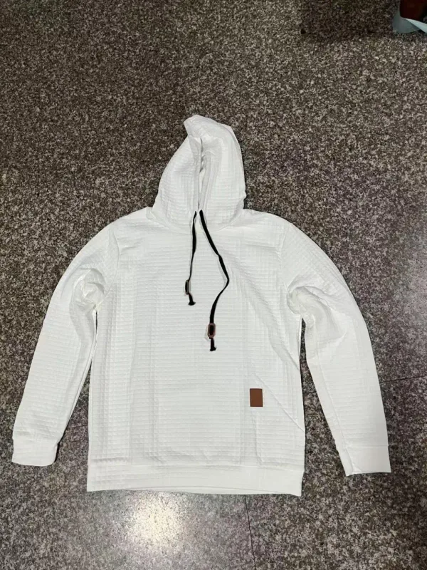 Men's Autumn Winter Jacquard Plaid Hoodie Long Sleeve Casual Pullover Fitness Running Sports Hooded Jacket Activewear Sweatshirt