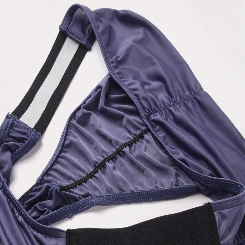 Slips en soie glacée hommes sous-vêtements mâle large ceinture culotte Sexy U poche rides dos Bikini glisse Hombre respirant exotique Lingerie 3256808930282413 — image 8