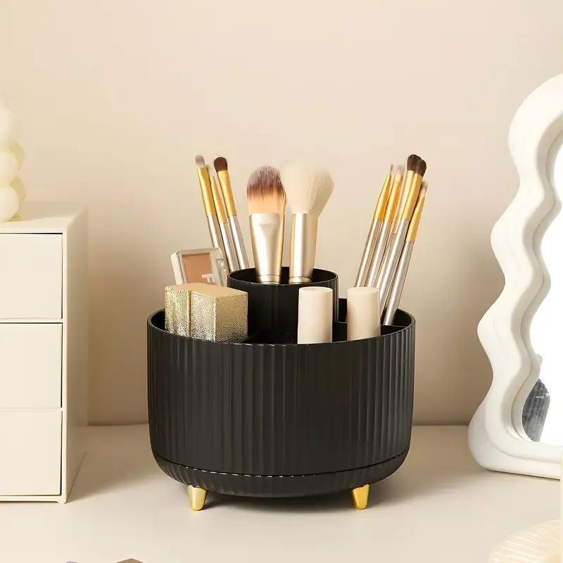 Suporte giratório 360 ° para pincéis de maquiagem, 5 espaços, organizador, mesa multifuncional, armazenamento de cosméticos para banheiro de mesa