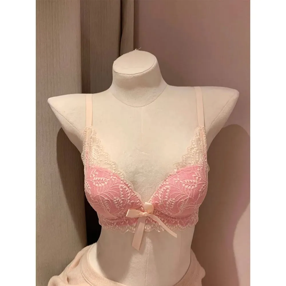 Hettsäljande trådlös spetsbh Dam Liten byst Tjock Vadderad Push Up Lift Anti Sag Sidostöd Sexiga underkläder 32‑38 AB — image 2