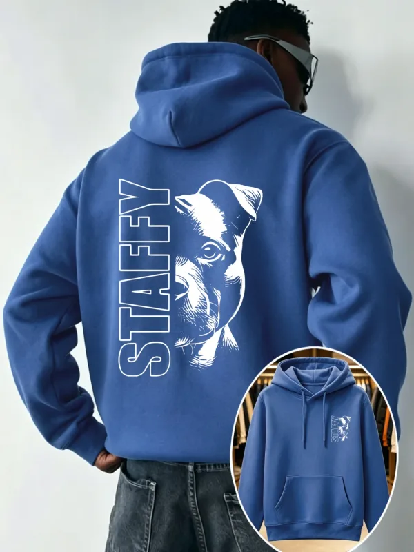 Sport Hooded Sweatshirt Men Staffy Staffordshire Bull Terrier Dog Graphic Pullover AutumnWinter Casual Streetwear Long Sleeve. — image 4