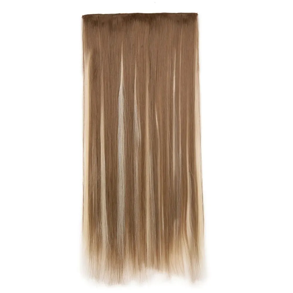 Synthetic Natural Synthetic Hair Extensions 5 Clip In Artificial Fake Ombre Blonde Brown Black Pink Straight False Hair Piece