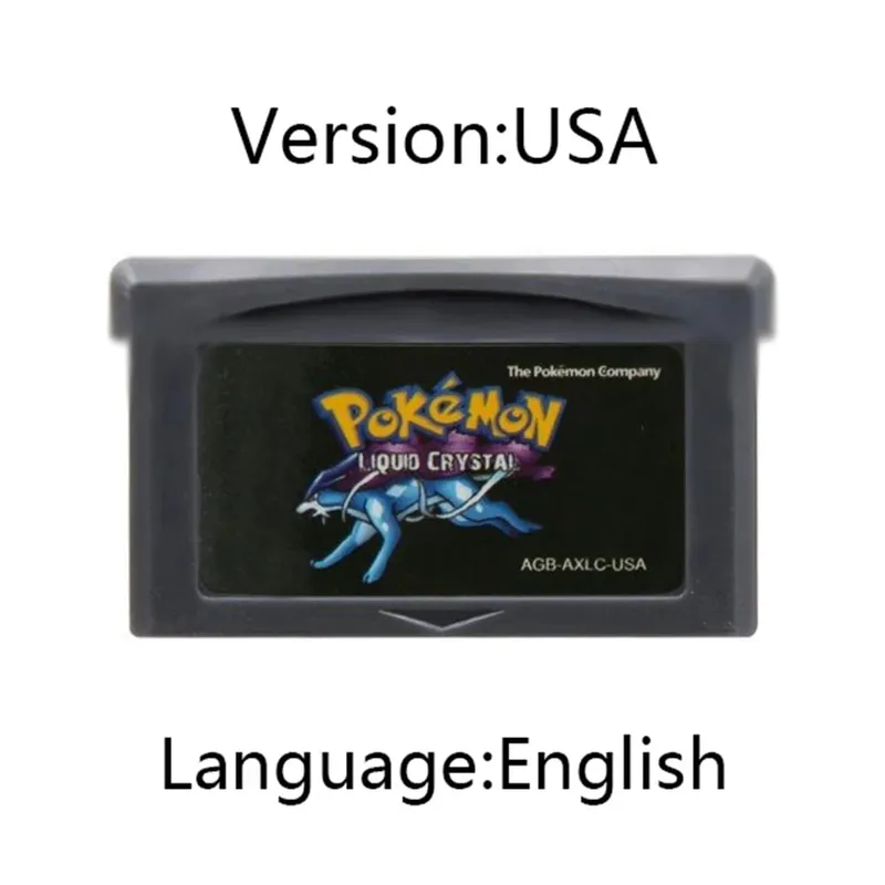 GBA Pokemon Game Cartridge 32-bitars videospelskonsolkort AshGray Liquid Crystal Light Platinum Moemon Emerald Engelska språket — image 2