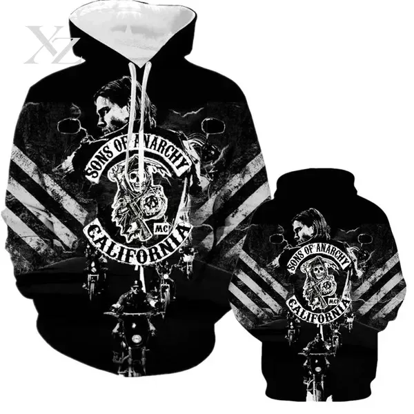 Hot Sale Men's 3D Print Hoodies Sweatshirts Sons of Anarchy Street Style Unisex Loose Casual Pullover Y2K Tracksuit Autumn — image 3