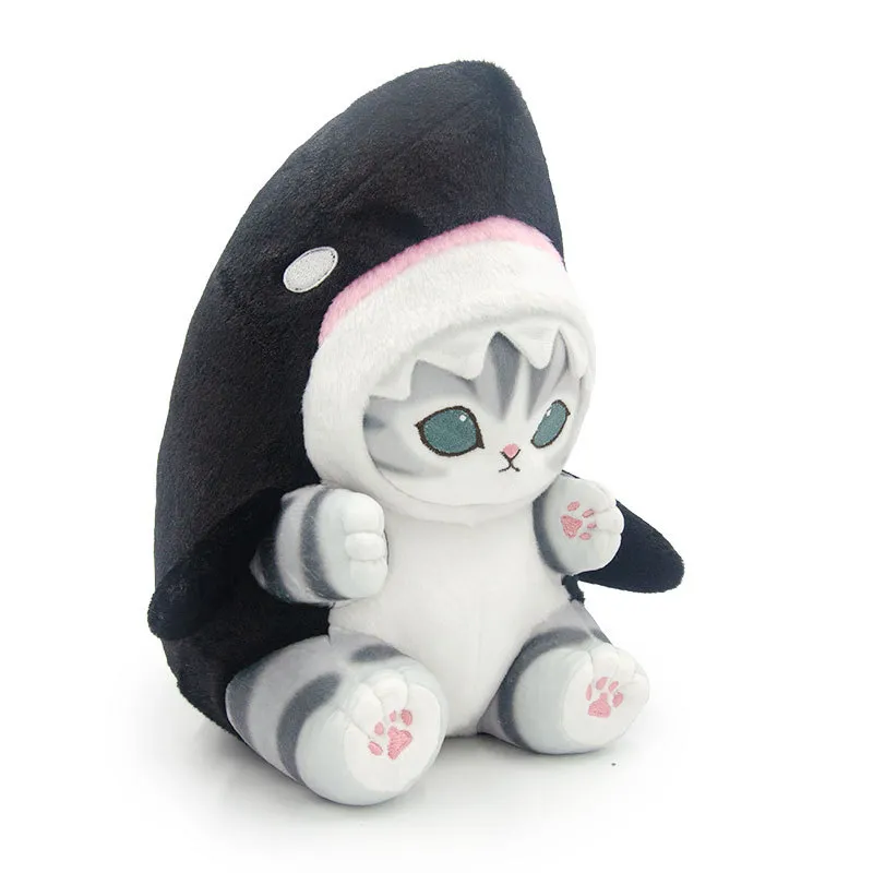 27cm Mofusand Shark Cat Plush Toys Cute Cartoon Stuffed Animals Doll Soft Kawaii Anime Cat Hugging Plush Pillow — image 5