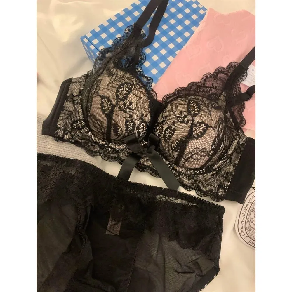 Hettsäljande trådlös spetsbh Dam Liten byst Tjock Vadderad Push Up Lift Anti Sag Sidostöd Sexiga underkläder 32‑38 AB — image 5