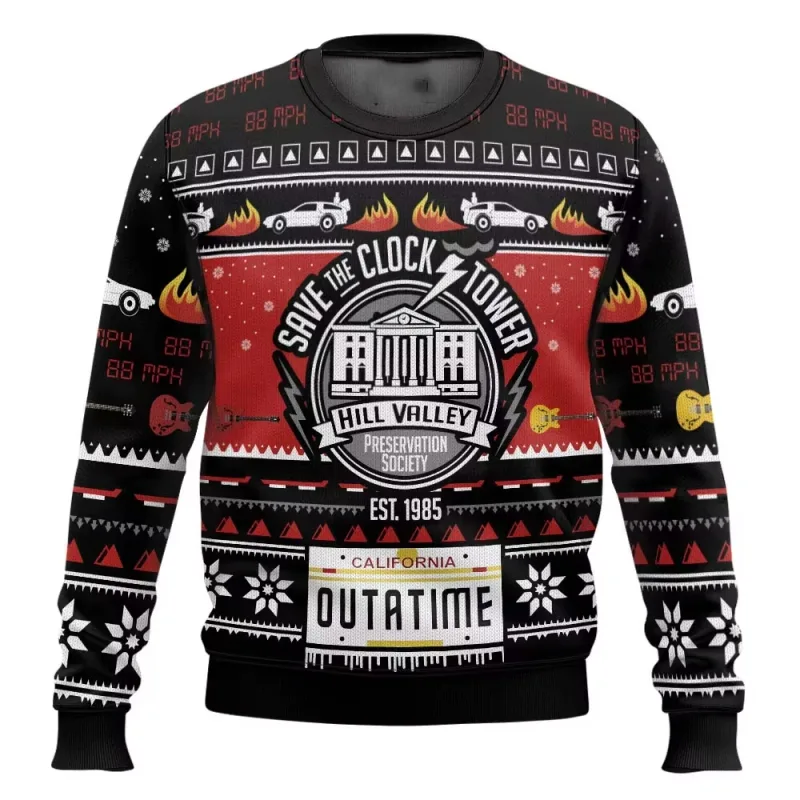 outono e inverno de volta ao futuro suéteres feios de Natal, camisas de anime de desenho animado para homens e mulheres, roupas — image 21