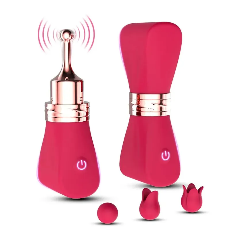 Kvinnors leksaksmassager för vuxna Klitoral G-Spot Nipple Stimulator Högfrekvent Mini Bullet Vibrator 3 silikonmassagehuvuden