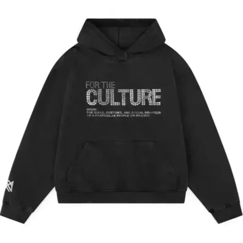 Vintage Men Monogramed aplikacja z nadrukiem w stylu Y2k Slouchy luźna nowa moda para bluza z kapturem dres Streetwear Street w zimie — image 1