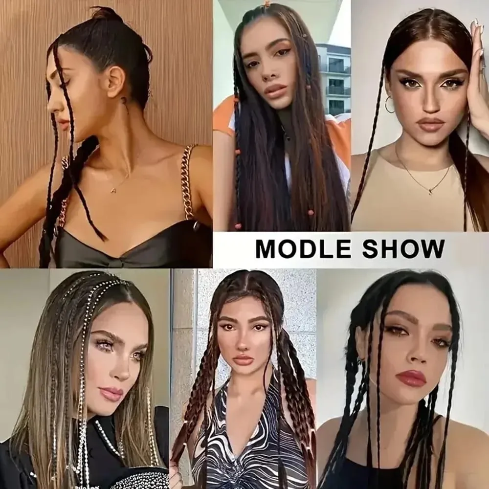 Synthetic 2pcs Braid Wig With Strong BB Clip Y2k Spice Girl Boxing Braid Ponytail Lightweight Box Braid Ponytail Piece for Women