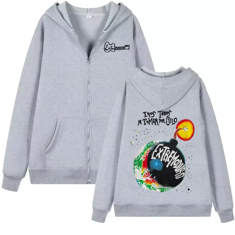 Rock grubu Extremoduro turu 2026 fermuarlı kapüşonlu svetşört erkek moda gotik polar tişörtü mont büyük boy fermuarlı kapüşonlu kıyafet streetwear — image 7