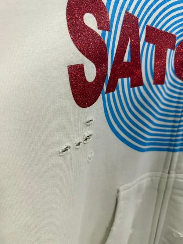 New Arrival Satoshi Zip Hoodie Destroyed Hole Design Loose Cotton Casual Outdoor Jacket Tops — image 8