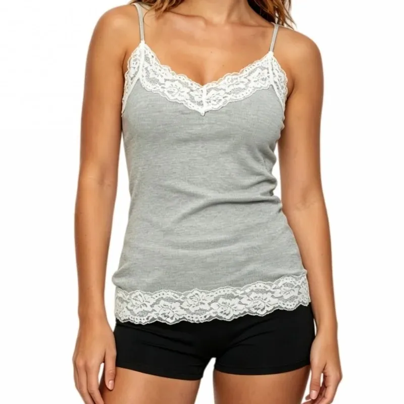 Women's Y2K Striped Camisole Lace Trim V Neck Cami Top Camo Ribbed Knit Tank Top Cute Grunge Aesthetic Going Out Tops — image 13