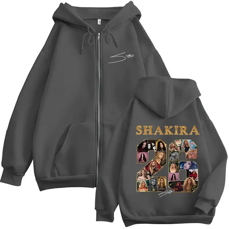 Shakira LMYNL 2026 World Tour Graphic Zipper Hoodies Men's Women Clothing Fashion Fleece Long Sleeve Zip Up Sweatshirts Jackets