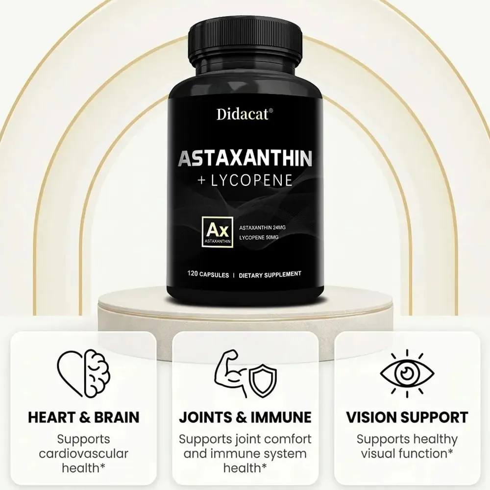 Astaxanthinesupplement voor mannen en vrouwen | Van Haematococcus Pluvialis Microalgen voor ondersteuning van de oog- en huidgezondheid