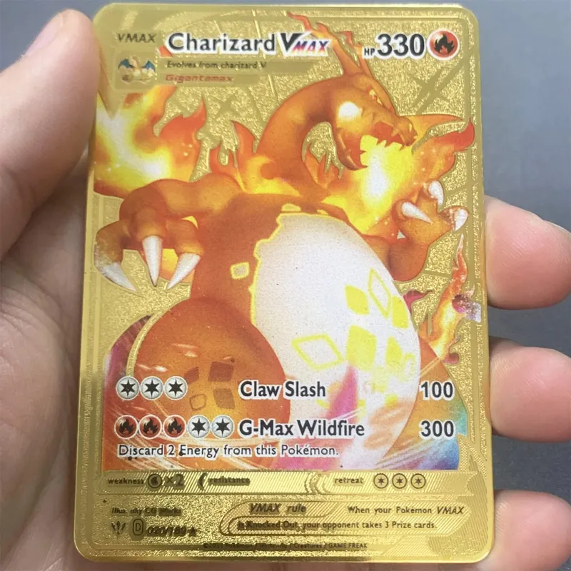 Kartu Pokemon Logam Inggris DIY Arceus Mewtwo Charizard Pikachu Besi Mengkilap Pokémon GX Vmax EX Hadiah Mainan Kartu Koleksi Anak-anak Permainan — image 34