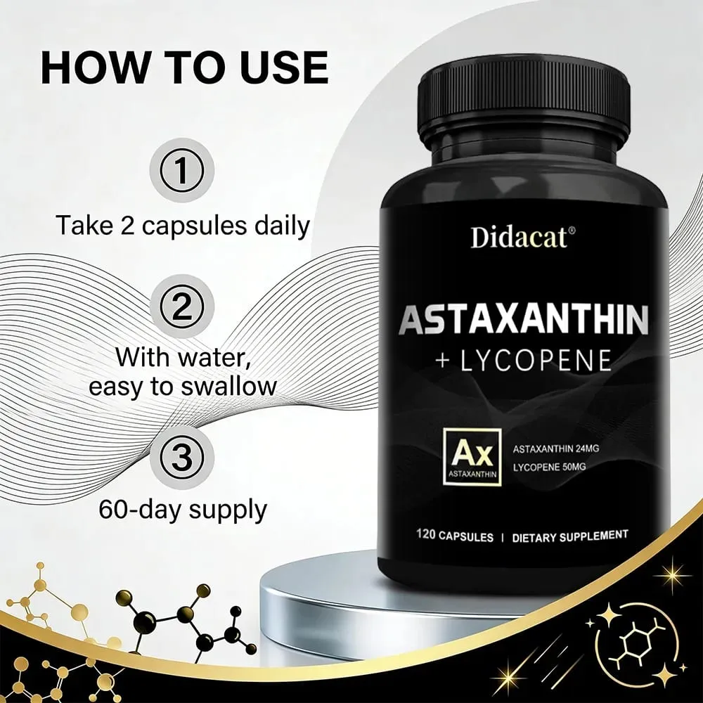 Astaxanthinesupplement voor mannen en vrouwen | Van Haematococcus Pluvialis Microalgen voor ondersteuning van de oog- en huidgezondheid
