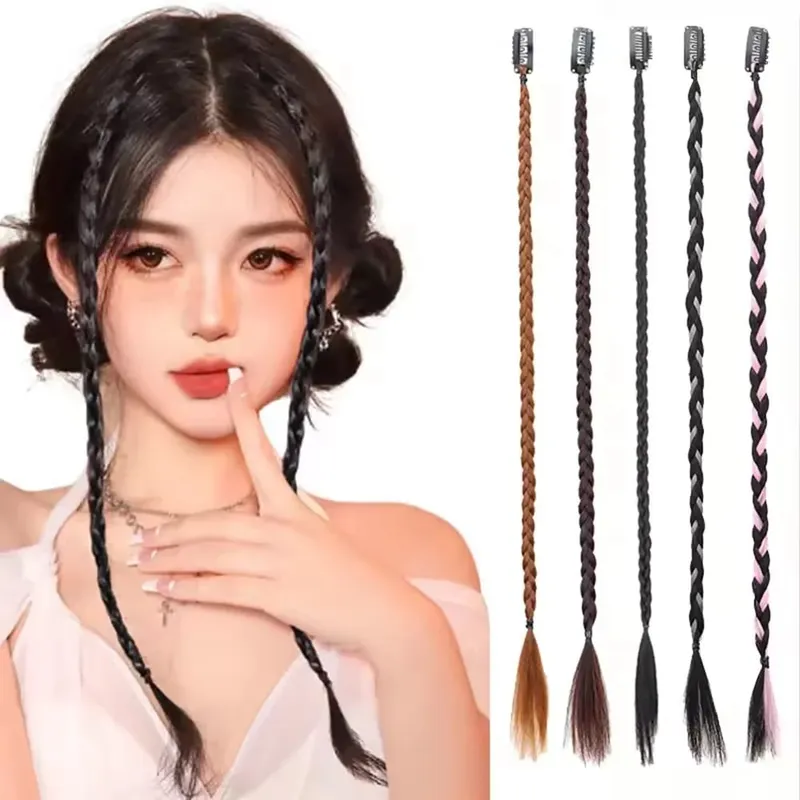 Synthetic 2pcs Braid Wig With Strong BB Clip Y2k Spice Girl Boxing Braid Ponytail Lightweight Box Braid Ponytail Piece for Women