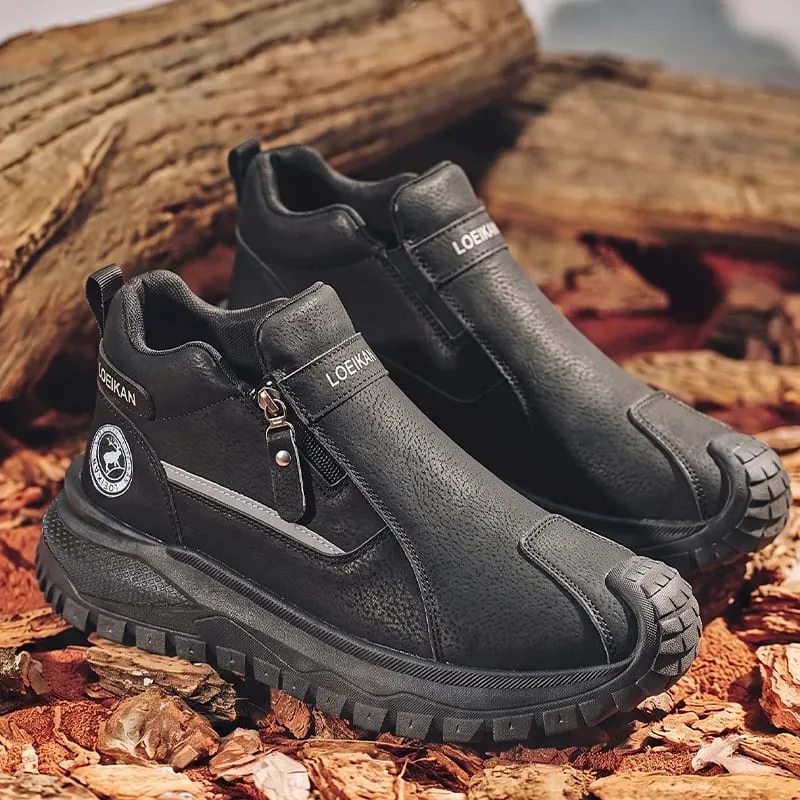 Men Casual Slip‑On Ankle Shoes Side Zipper Design Thick Non‑Slip Sole Fashion Daily Wear Male Sneakers — image 5