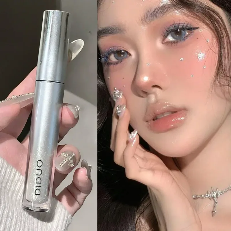 Silvery Shining Mascara Fine Glitter Highlight Lengthening Curling No Smudging Waterproof Natural 3D Sparkling Eye Makeup