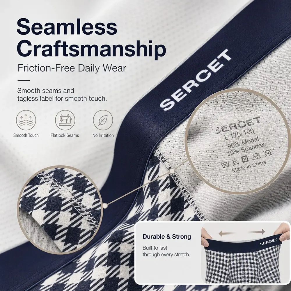1/3PCS 95% Cotton Soft Boxers Striped/Dot/Plaid Knit Man Underwear Autumn Breathable Antibacterial 3D Mesh Crotch Men's Panties — image 3