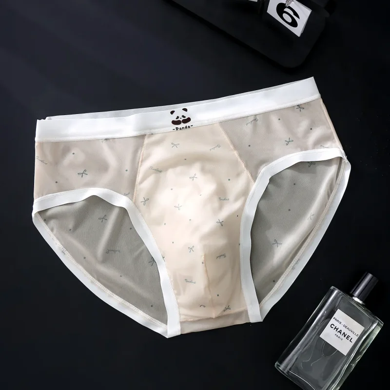 Men's Briefs Ultra-Thin Ice Silk Seamless Panties Floral U Convex Pouch Underwear Sissy Lingerie Transparent Underpants — image 11
