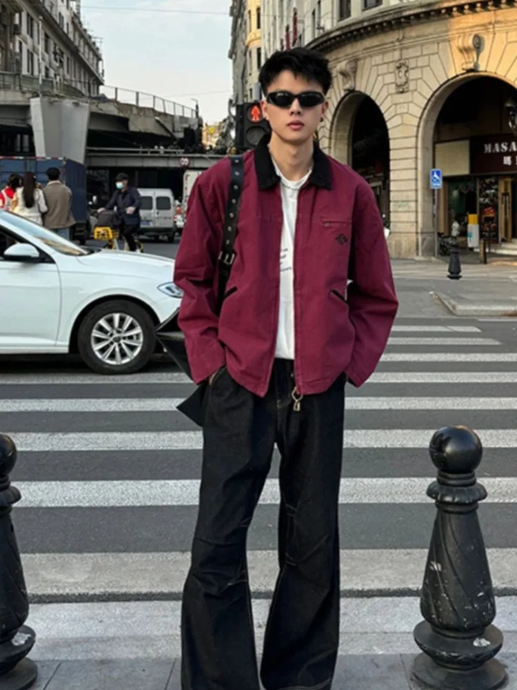 Spring Autumn Cargo Coat American Street Lapel Design Loose Casual All-matching Jacket Cotton Baseball Uniform Outerwear top — image 5