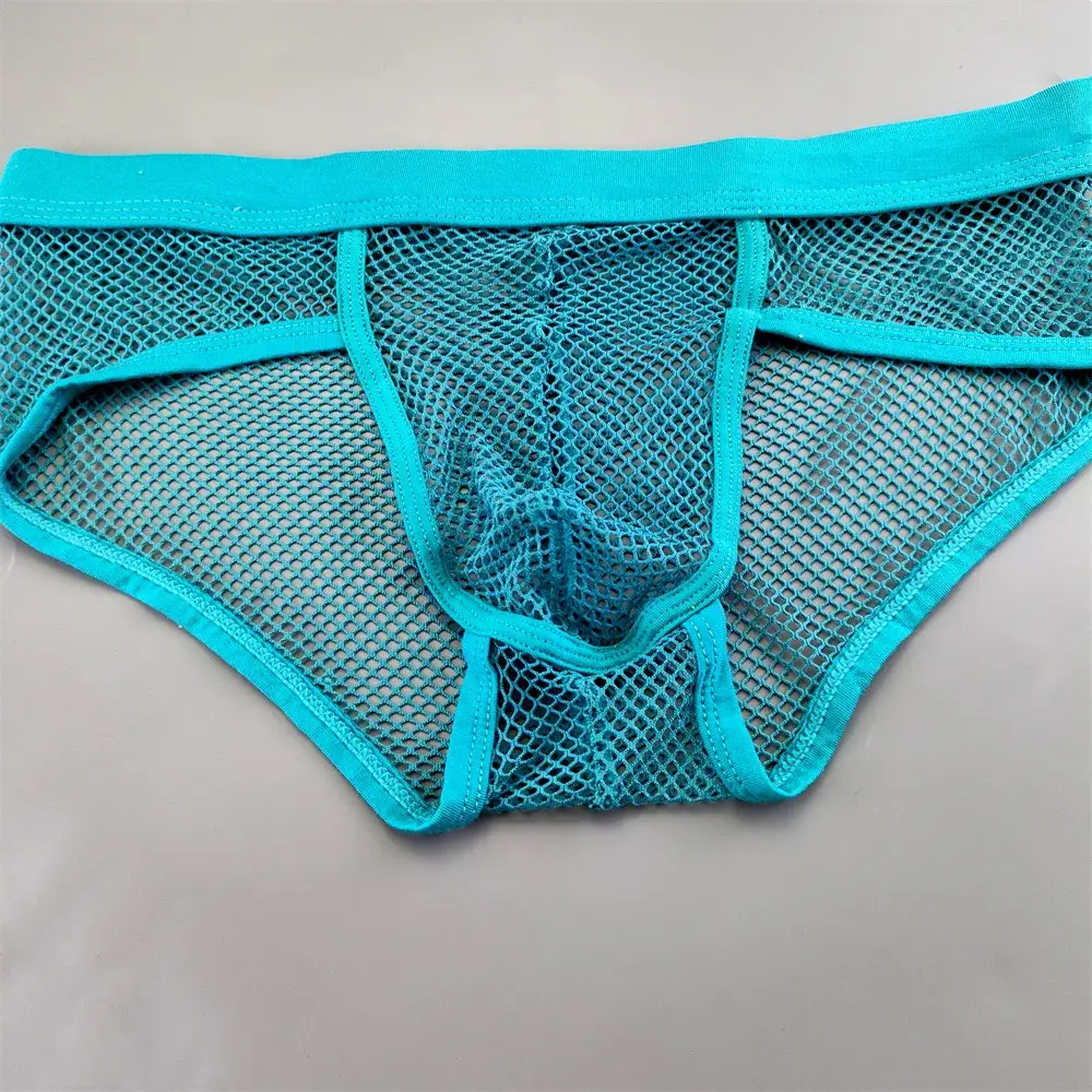 Cuecas masculinas de malha vazada com bolsa em U, cintura baixa, cuecas de biquíni transparentes, calcinhas respiráveis, tamanho grande — image 8