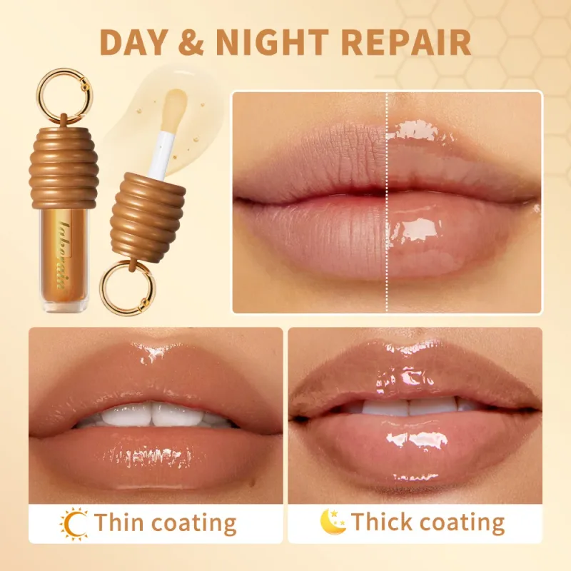 Lakerain mel brilho labial textura brilhante leve não pegajoso de longa duração hidratado lindo acabamento brilhante maquiagem labial suave — image 5
