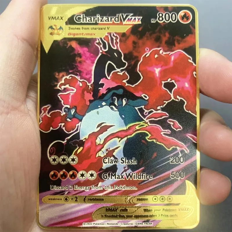 Kartu Pokemon Logam Inggris DIY Arceus Mewtwo Charizard Pikachu Besi Mengkilap Pokémon GX Vmax EX Hadiah Mainan Kartu Koleksi Anak-anak Permainan — image 33