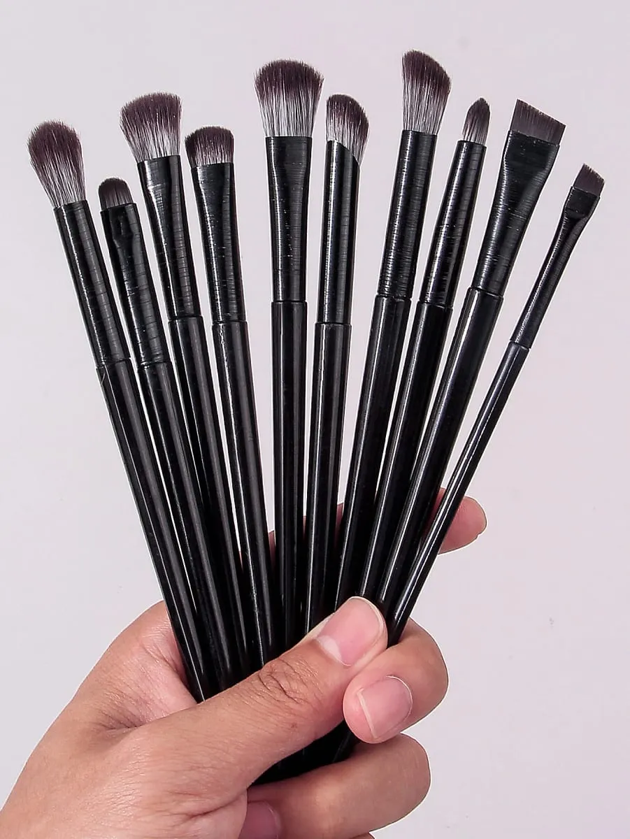 10-częściowy zestaw pędzli do makijażu oczu: Pędzle do cieni do powiek Aegyo-sal z etui na pędzle do makijażu ze skóry PU — image 6