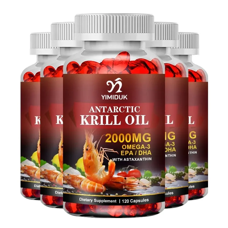 Antarctic Krill Oil 2000mg 120 Capsules Omega-3 EPA DHA with Astaxanthin Supplement Sourced from Red Krill Maximum Strength