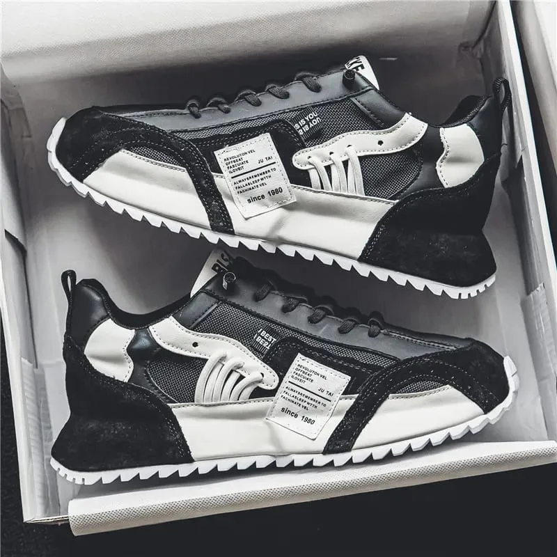 Men Sneakers Spring Summer Retro Casual Shoes Platform Chunky Patchwork Mesh Lace Up Walking Male Running Footwear — image 2