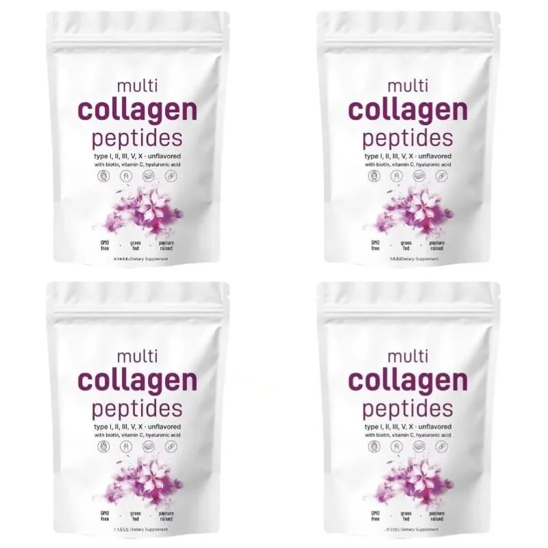 Bubuk Peptida Multi Kolagen Tipe I II III V dengan Biotin Vitamin C & Asam Hyaluronic Mendukung Kuku Rambut Kulit untuk Pria Wanita
