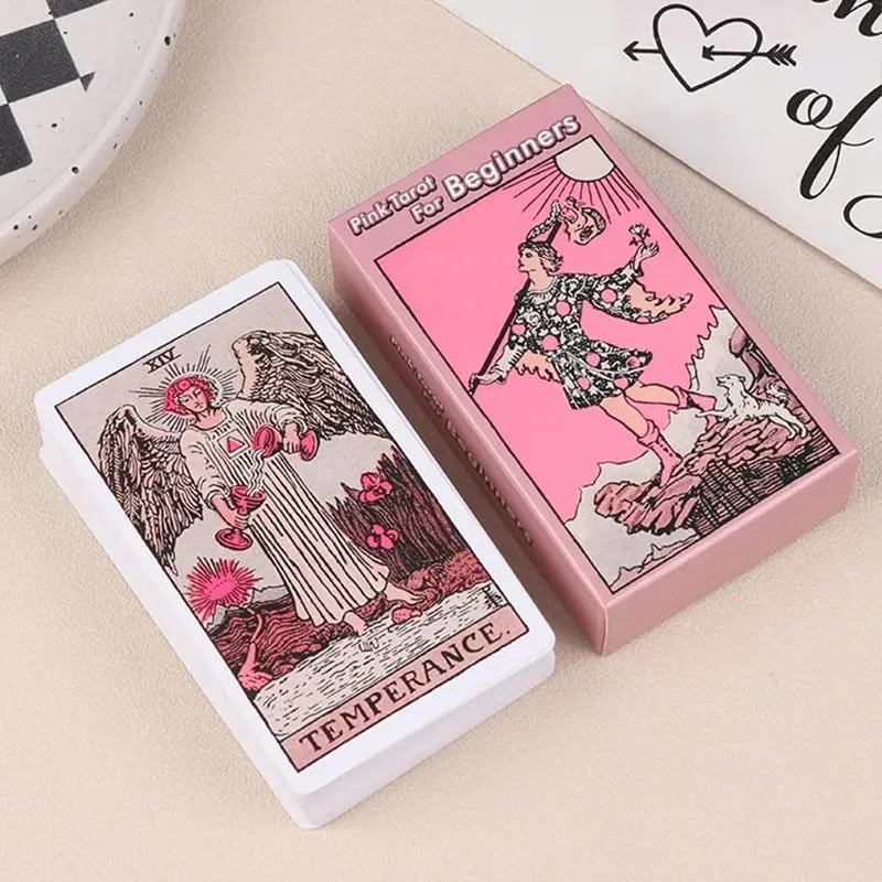 Pink Rider Waite Tarotkortlek för nybörjare Prophecy Divination Deck Familjefestbräde Ödeskort spåspel — image 1