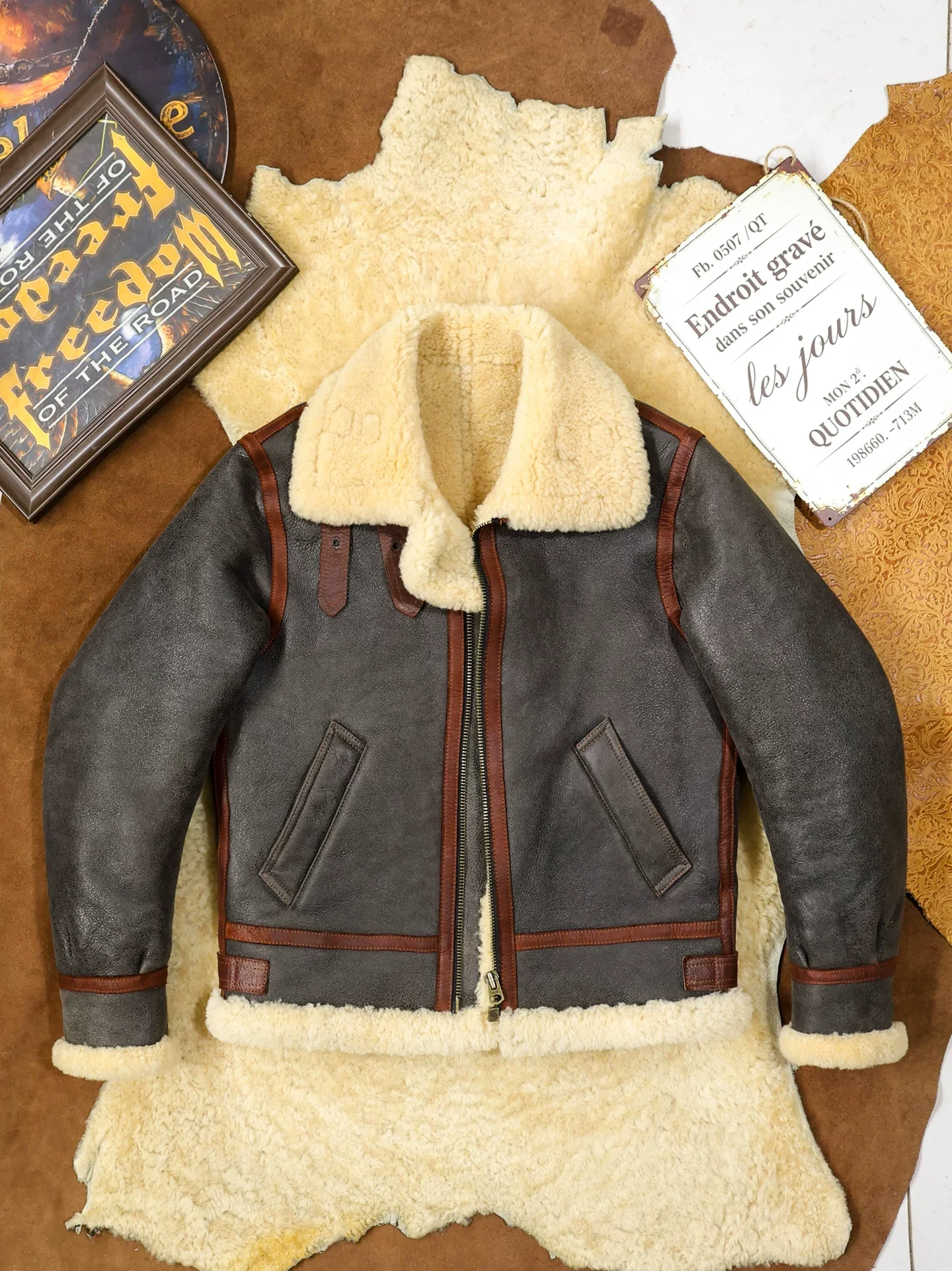 CC Shop Best.Vintage Nubuck Leather.2026 New Winter Thick Wool Leather Coat.100% Natural Fur Jacket.Real Sheepskin With Wool