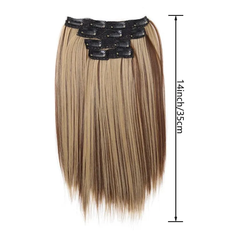 Pièce de perruque pour femmes extensions de cheveux longs et raides 11 cartes ensemble de quatre pièces cheveux synthétiques à pince