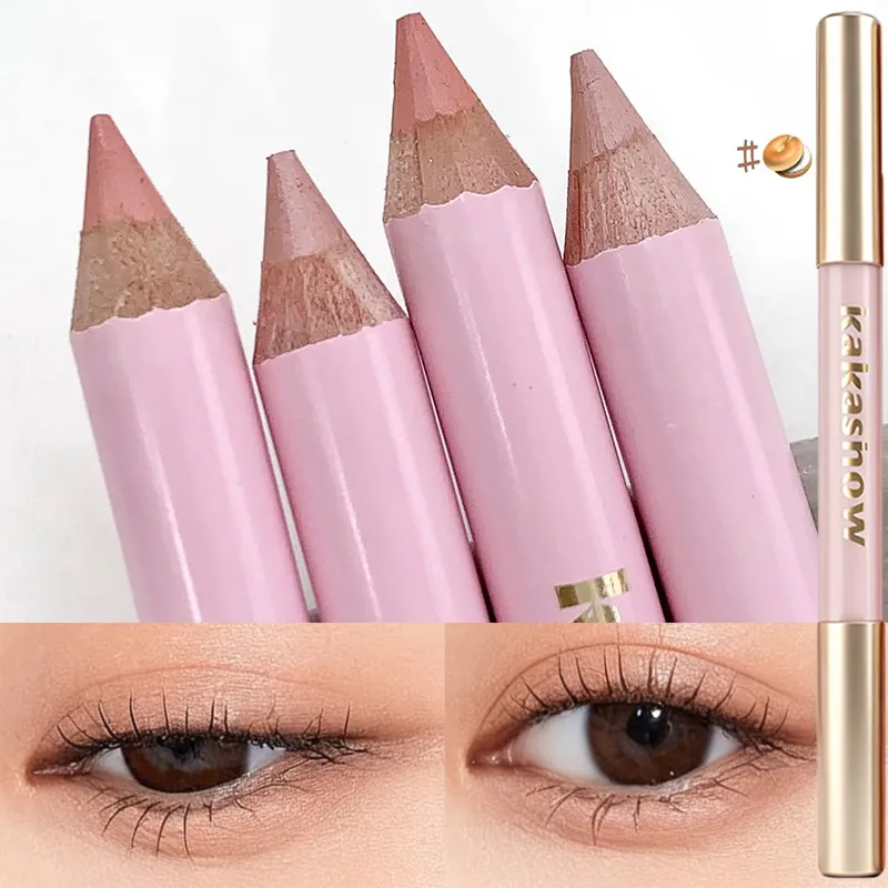 Double Ended Lying Silkworm Pencil Highlighter Makeup Pen Matte Natural Brighten Eyelid Shadow Stick Pink Apricot Eyes Cosmetics