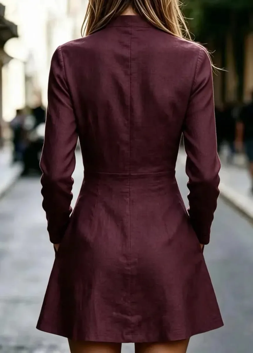2026 Autumn Spring New Women's Mini Dresses Elegant Deep V-Neck Dress Temperament Commuting Female Fashion Slimming Dress — image 2