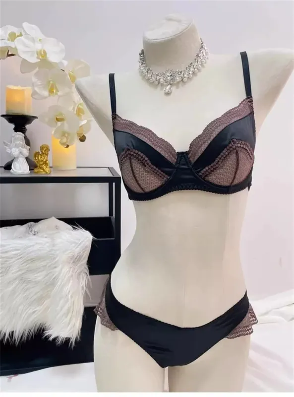 Ladies Satin Lace Underwire Bra 32-38AB Ultra Thin Minimizer Bra Side Support Anti Sag Gather Breast French Lingerie — image 10