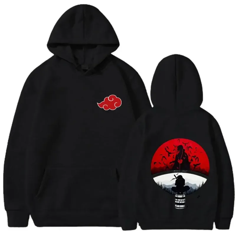 Naruto Itachi Hoodie Akatsuki Crow Anime Print Street Styles Unisex Men Women Oversized Casual Sweatshirts Long Sleeve — image 1
