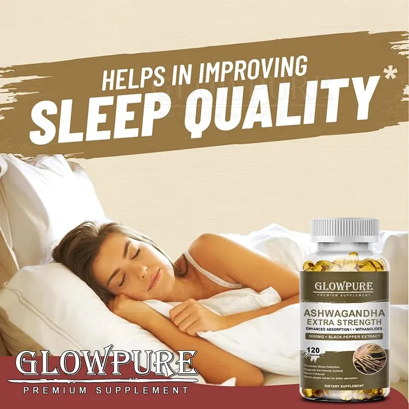 Capsule di estratto di radice di Ashwagandha per stress, umore, sonno, energia e concentrazione. Integratore con formula premium