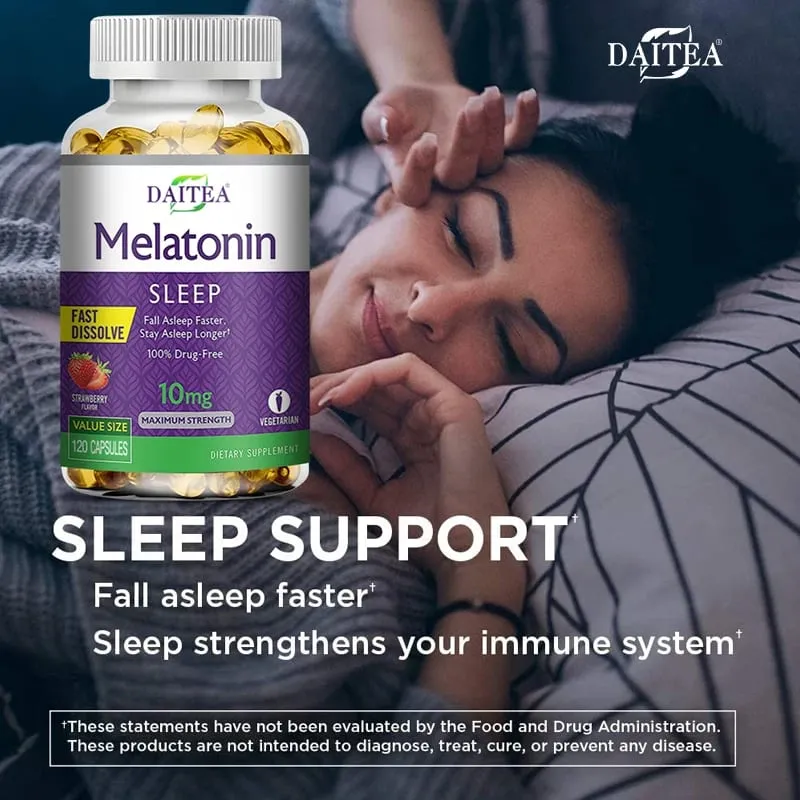 Melatonin Capsules - Sleep Aid Supplement That Helps Nourish Nerves Relieves Sleep Disorders and Improves Energy Levels