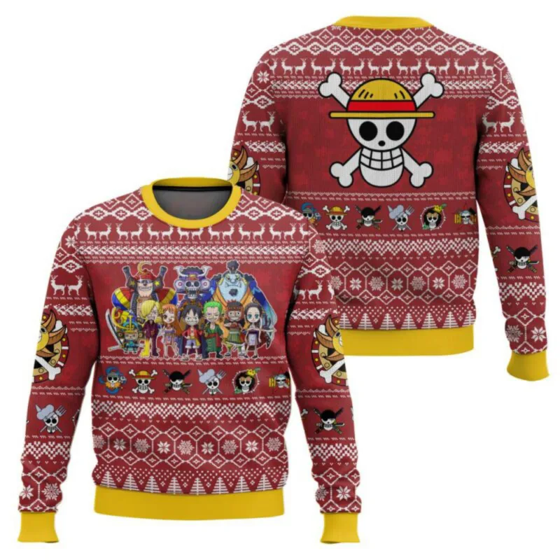 New sweater, Japanese anime, Luffy, Robin, Bandai, One Piece, 3D hoodie, Christmas sweatshirt, men's round-neck T-shirt — image 8