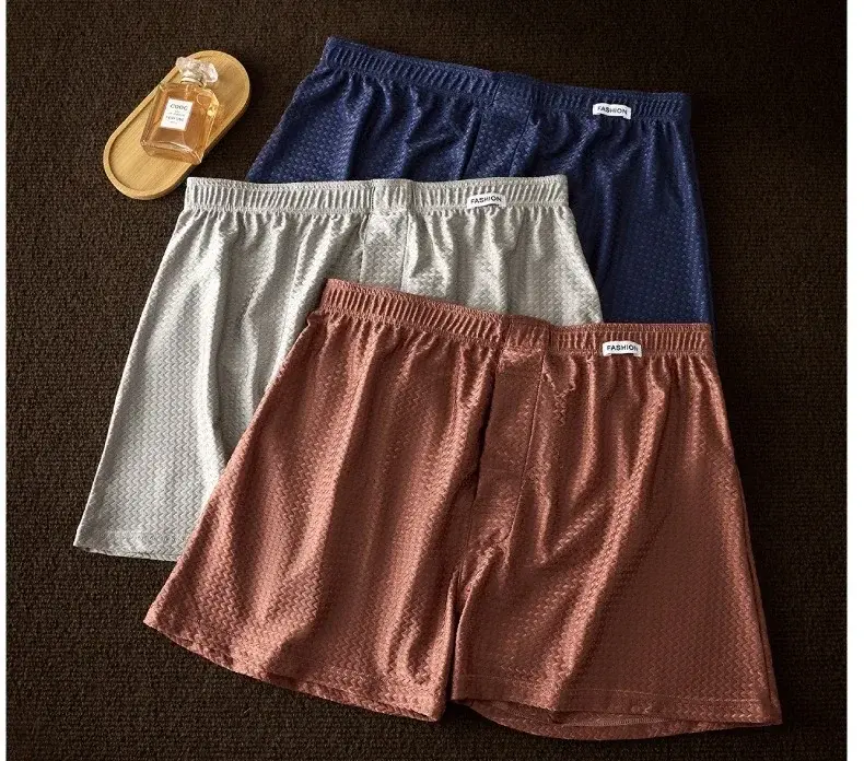 Lot de 2 boxers en soie glacée pour hommes, taille moyenne, coupe ample, Cool, tendance, sous-vêtements brillants, vêtements de nuit, culottes masculines — image 2