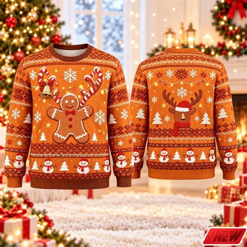 Cute Reindeer Graphic Ugly Christmas Sweater Men Women 3d Printed Christmas Tree Sweatshirt 2027 New Year Party Crew Neck Hoodie — image 4