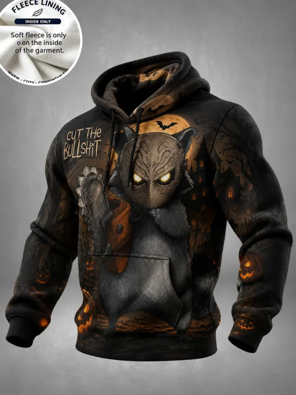 3D Print Halloween Fleece Hoodie Monster Pumpkin Kid Haunted House Full Print Pullover Long Sleeve Kangaroo Pocket Sweatshirt