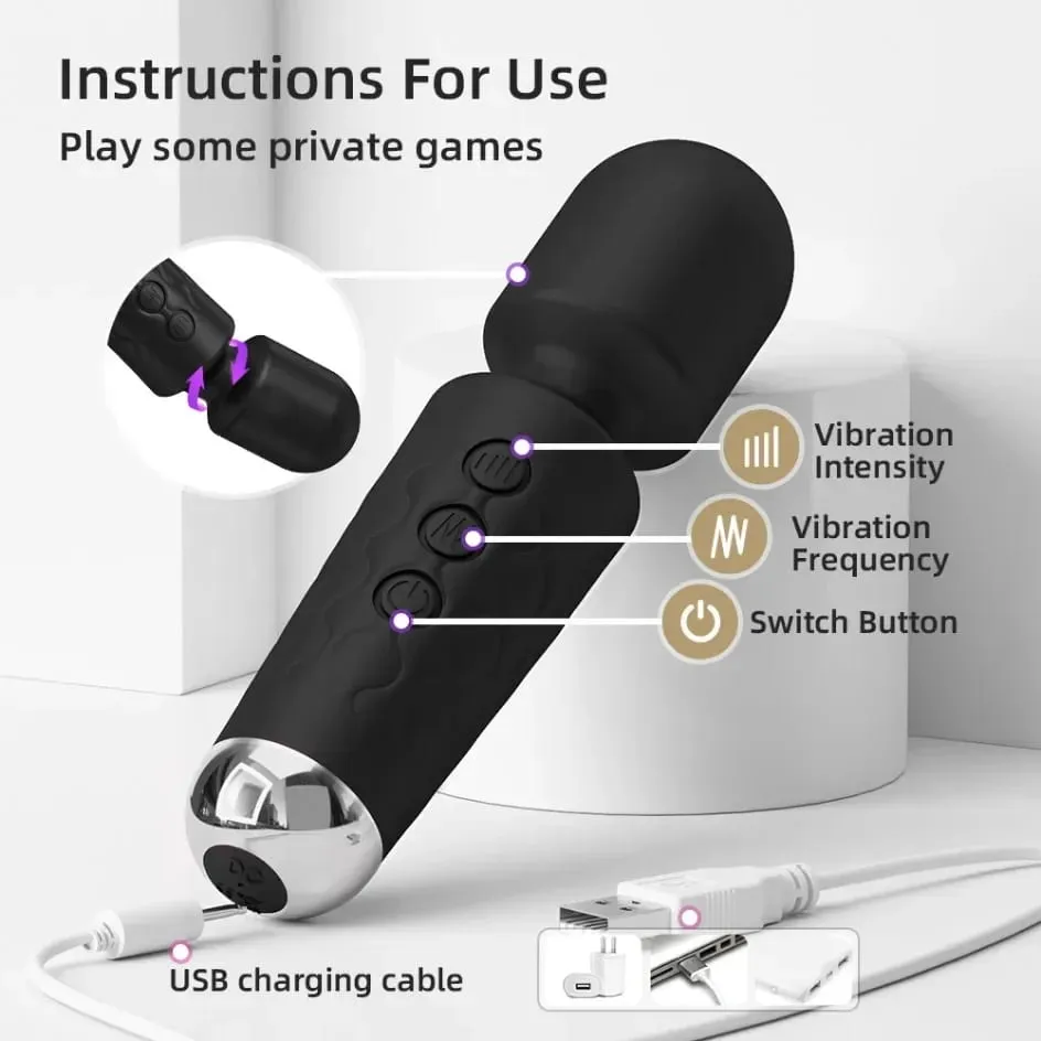 AV Vibrator Wand Personal Massager Clit Stimulator Mainan Seks untuk Wanita 20 Corak 8 Kelajuan Mini Vibrator Boleh Dicas semula Mainan Dewasa